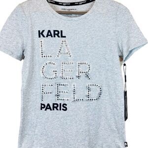 KARL LAGERFELD LADIES SHORT SLEEVE TEE SHIRT IN DOVE GREY SIZE XS NWT